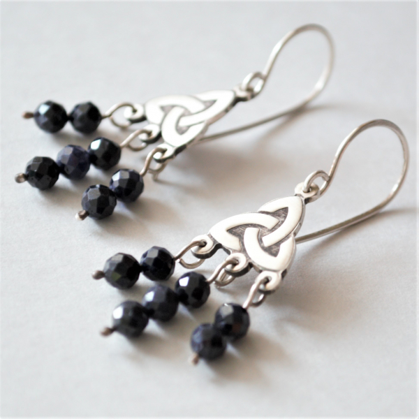 Celtic Knot Earrings with Sapphire beads