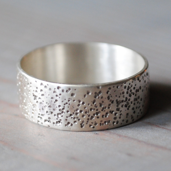 Sterling Silver Ring Band with Distressed Texture Sterling Silver Ring Band with Distressed Texture