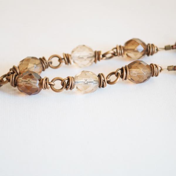 Blessed Mother Necklace with Bronze wire and Pearls