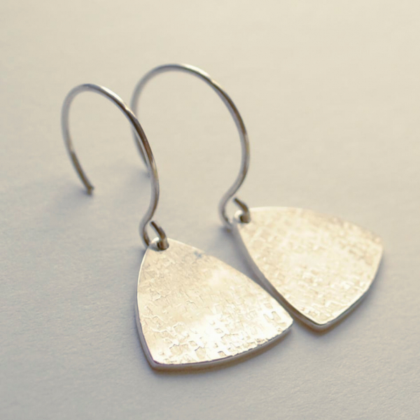 Triangle Earrings with Hammered Texture