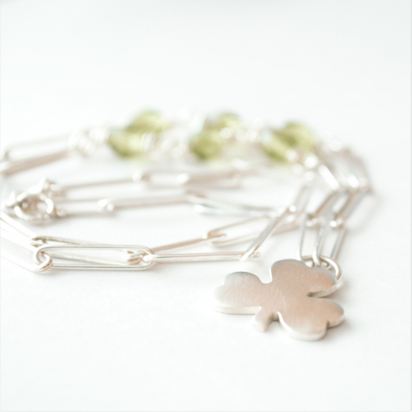 Shamrock Necklace Handmade Sterling Chain