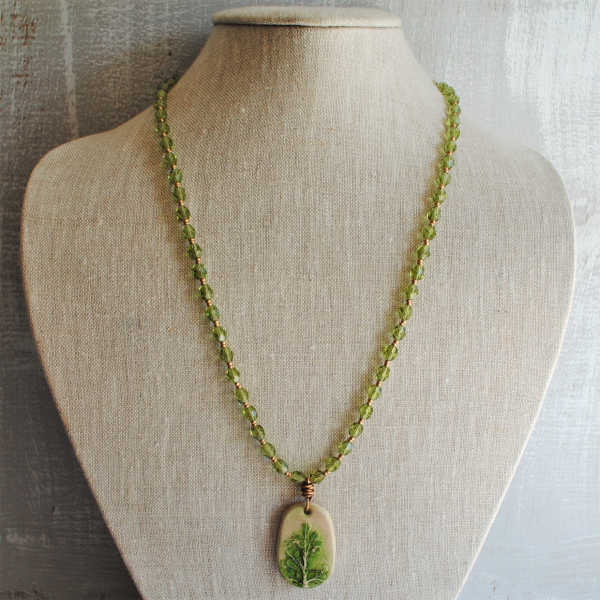 Shamrock Necklace with Czech Glass Beads