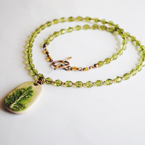 Shamrock Necklace with Czech Glass Beads