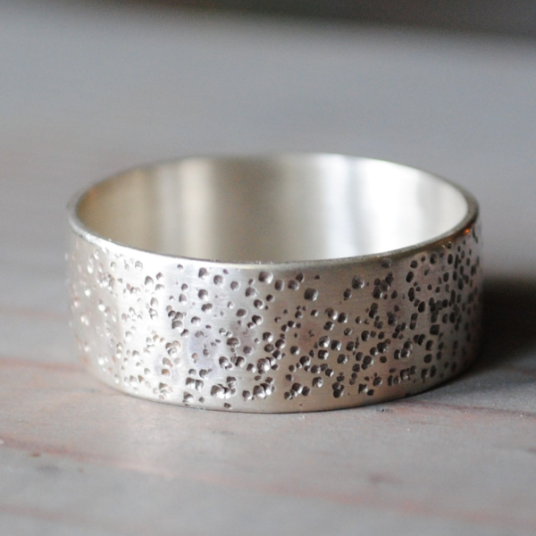 Sterling Silver Ring Band with Distressed Texture Sterling Silver Ring Band with Distressed Texture