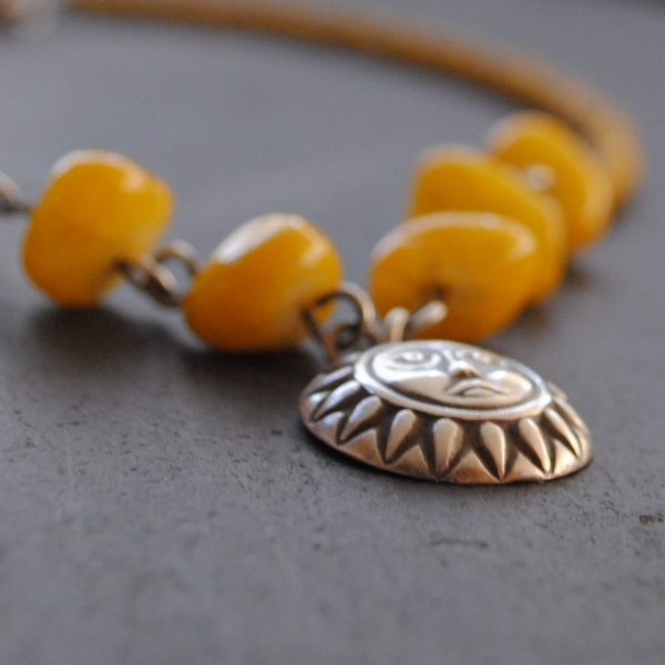 Yellow Sun Necklace Native American Style Necklace