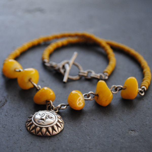 Yellow Sun Necklace Native American Style Necklace