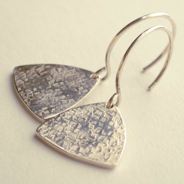 Triangle Earrings with Hammered Texture