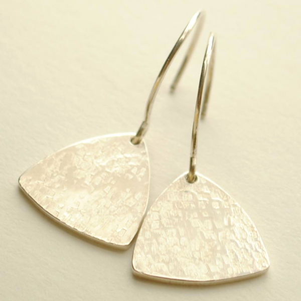 Triangle Earrings with Hammered Texture