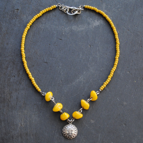 Yellow Sun Necklace Native American Style Necklace