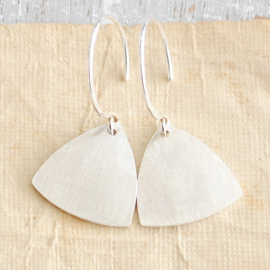 Sterling earrings Rounded triangles formed in a convex shape Sandpaper finish ad
