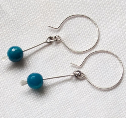 Blue agate beads on sterling