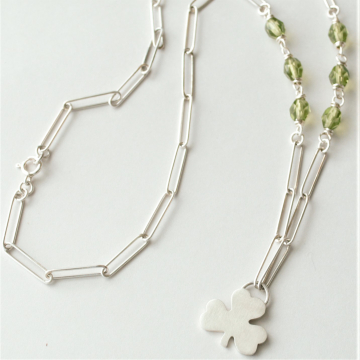 Shamrock Necklace Handmade Sterling Chain